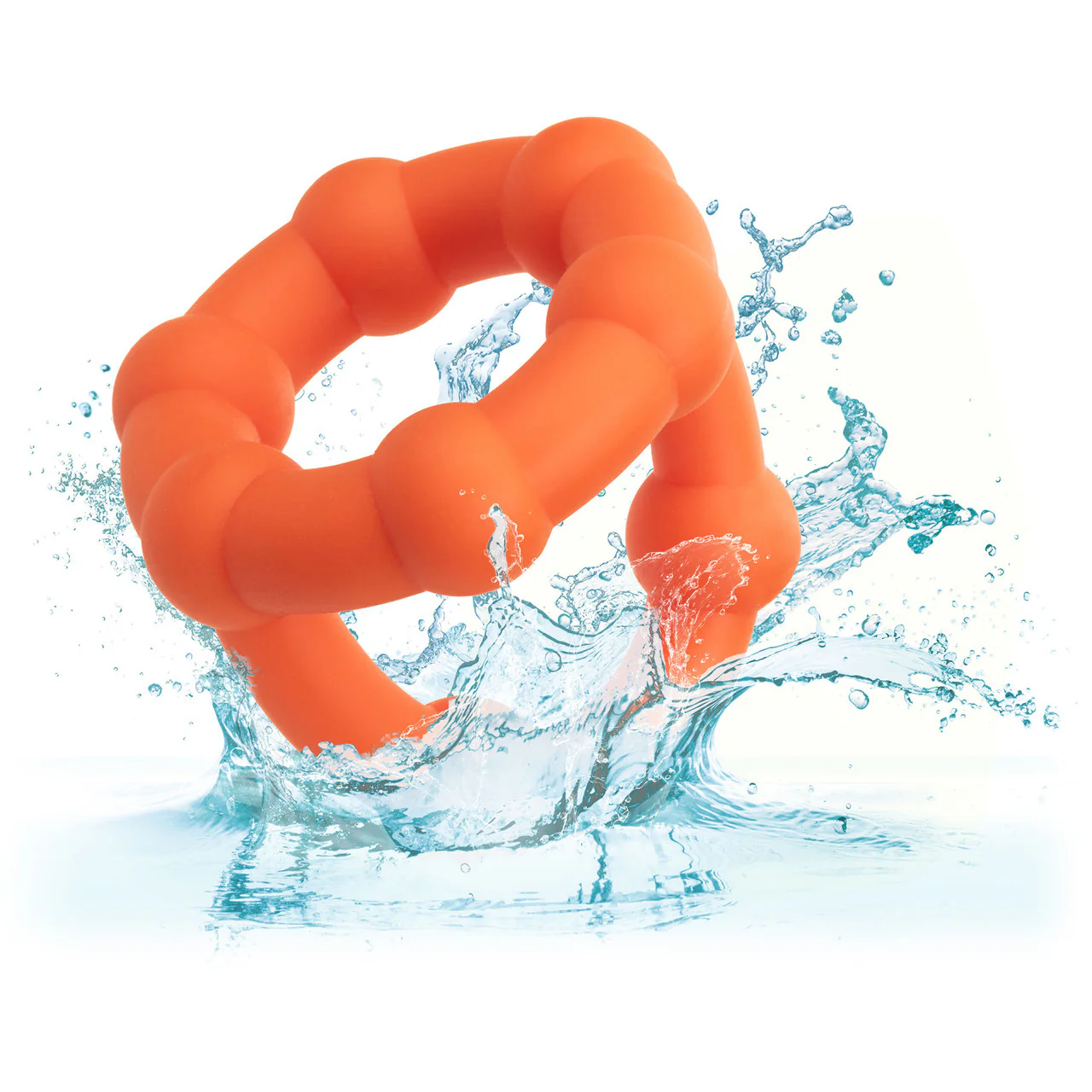 Alpha Liquid Silicone All Star Cock & Balls Ring By CalExotics - Orange - Image 10