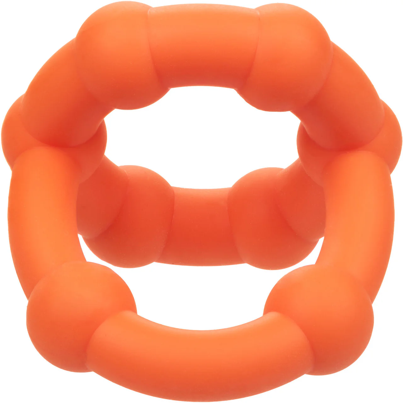 Alpha Liquid Silicone All Star Cock & Balls Ring By CalExotics - Orange - Image 4