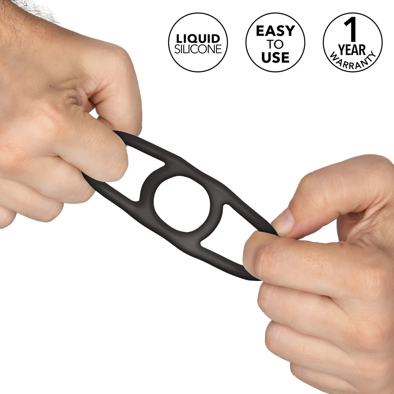Alpha Liquid Silicone Commander Cock Ring By CalExotics - Black - Image 5