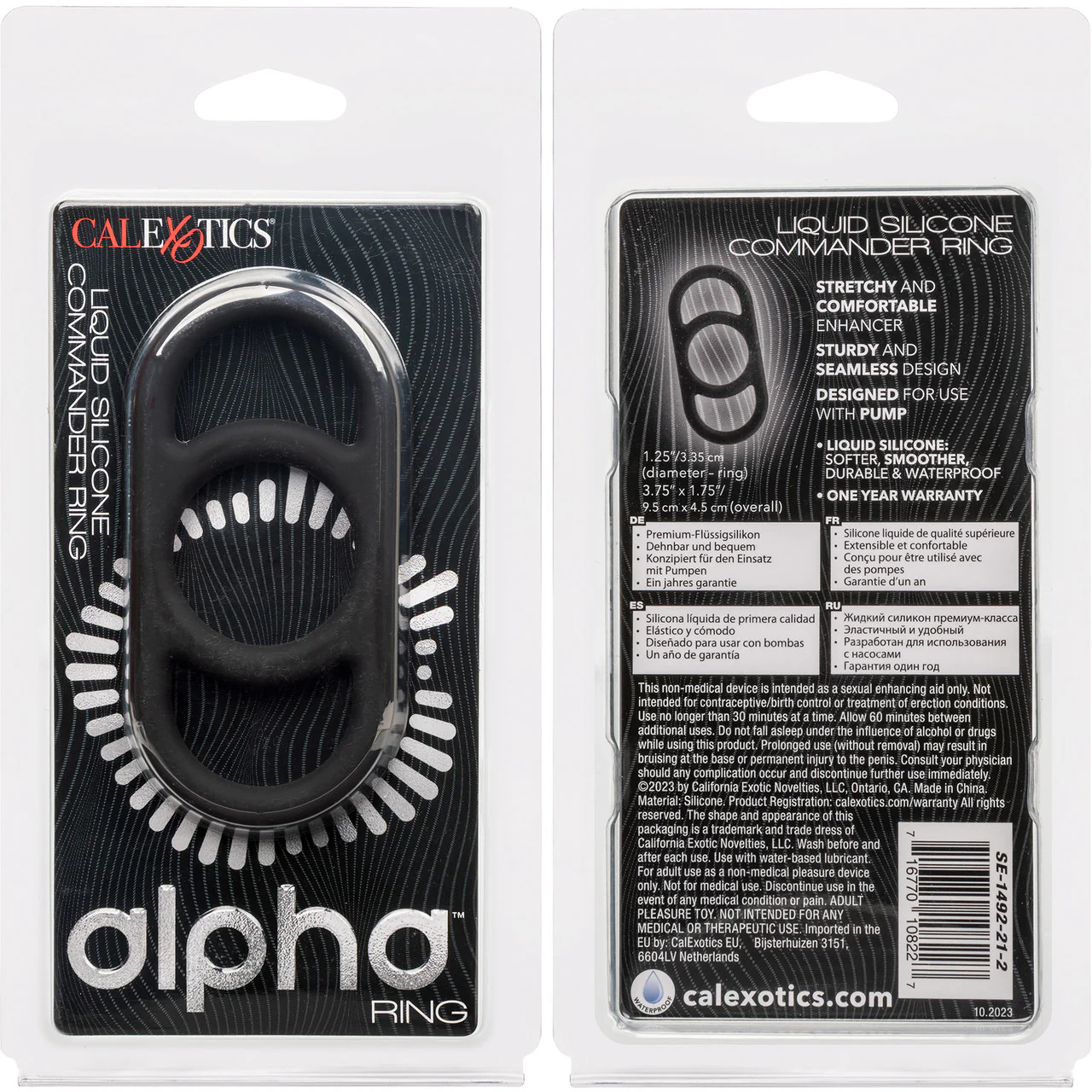 Alpha Liquid Silicone Commander Cock Ring By CalExotics - Black - Image 7