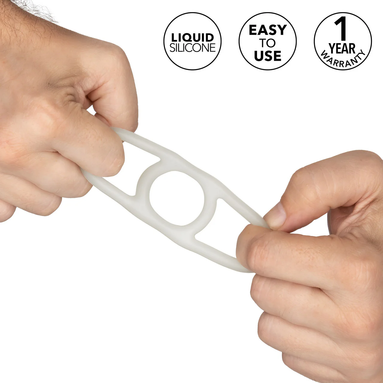 Alpha Liquid Silicone Commander Cock Ring By CalExotics - Natural - Image 5