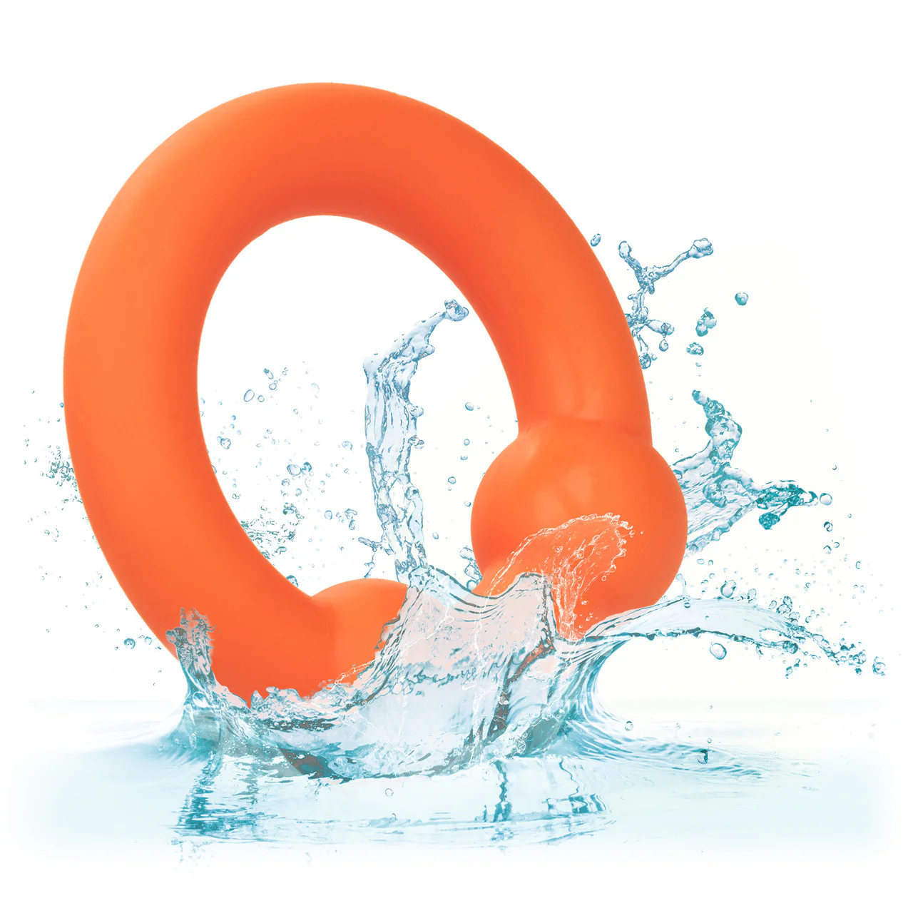 Alpha Liquid Silicone Dual Ball Cock Ring By CalExotics - Orange - Image 5
