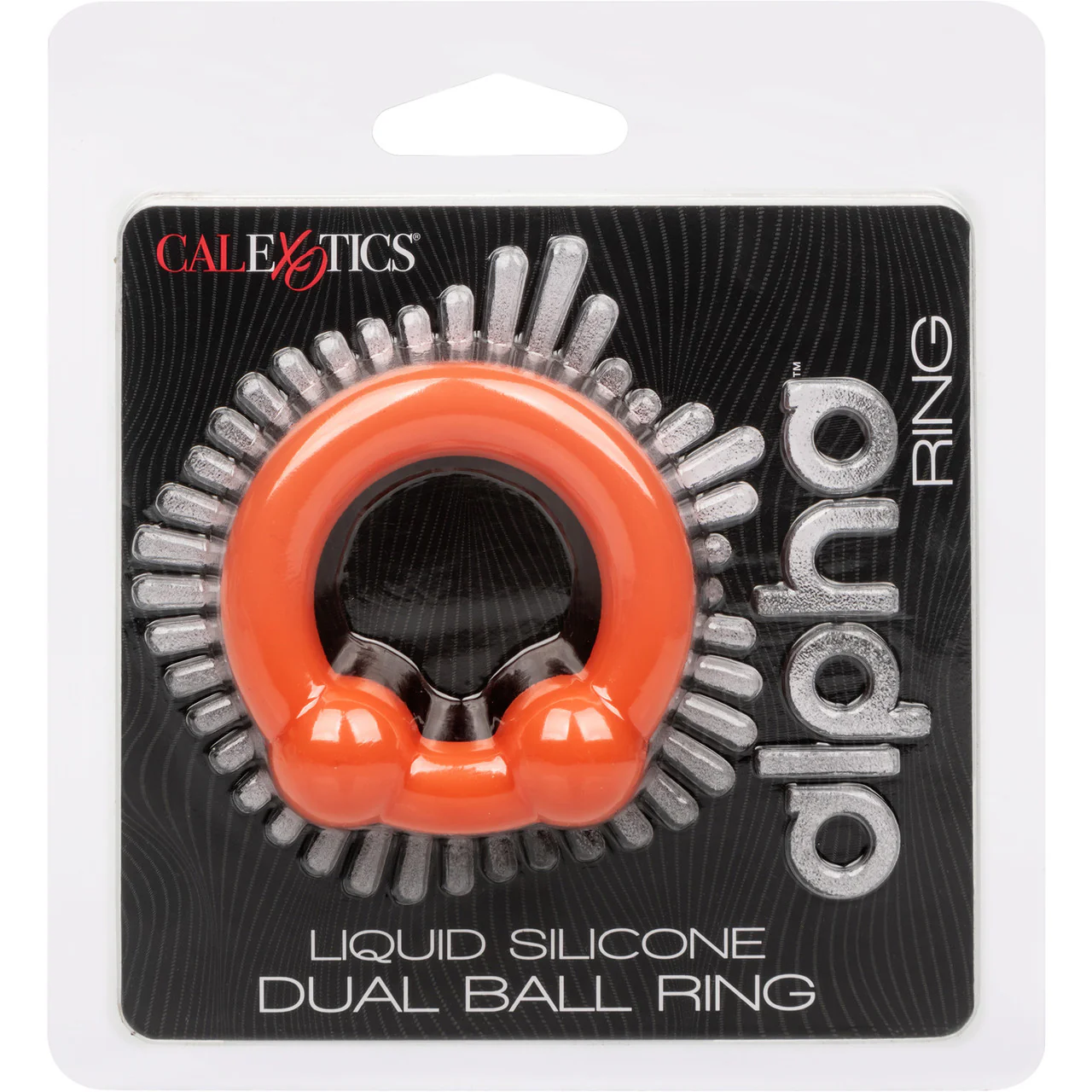 Alpha Liquid Silicone Dual Ball Cock Ring By CalExotics - Orange - Image 9