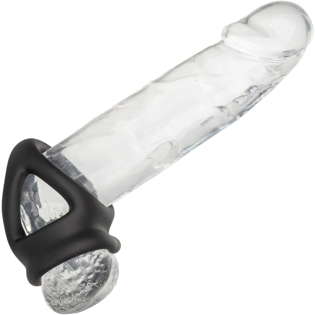 Alpha Liquid Silicone Dual Cage & Cock Ring By CalExotics - Black - Image 2