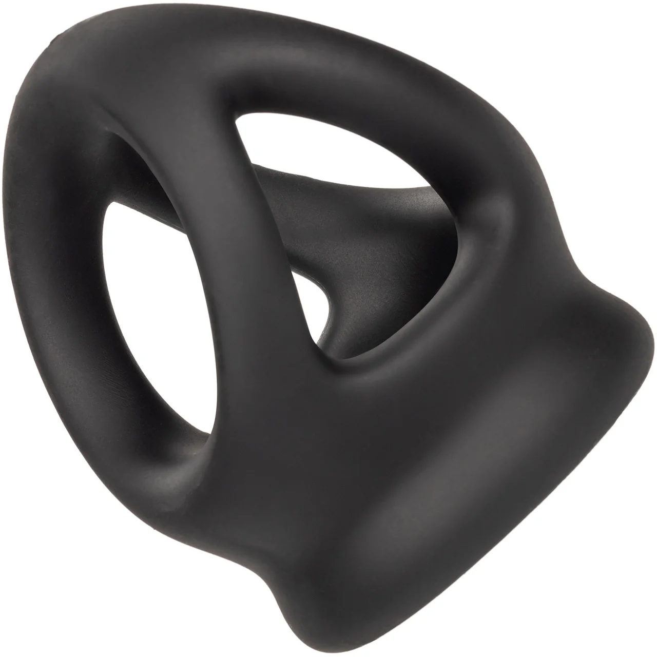 Alpha Liquid Silicone Dual Cage & Cock Ring By CalExotics - Black - Image 3