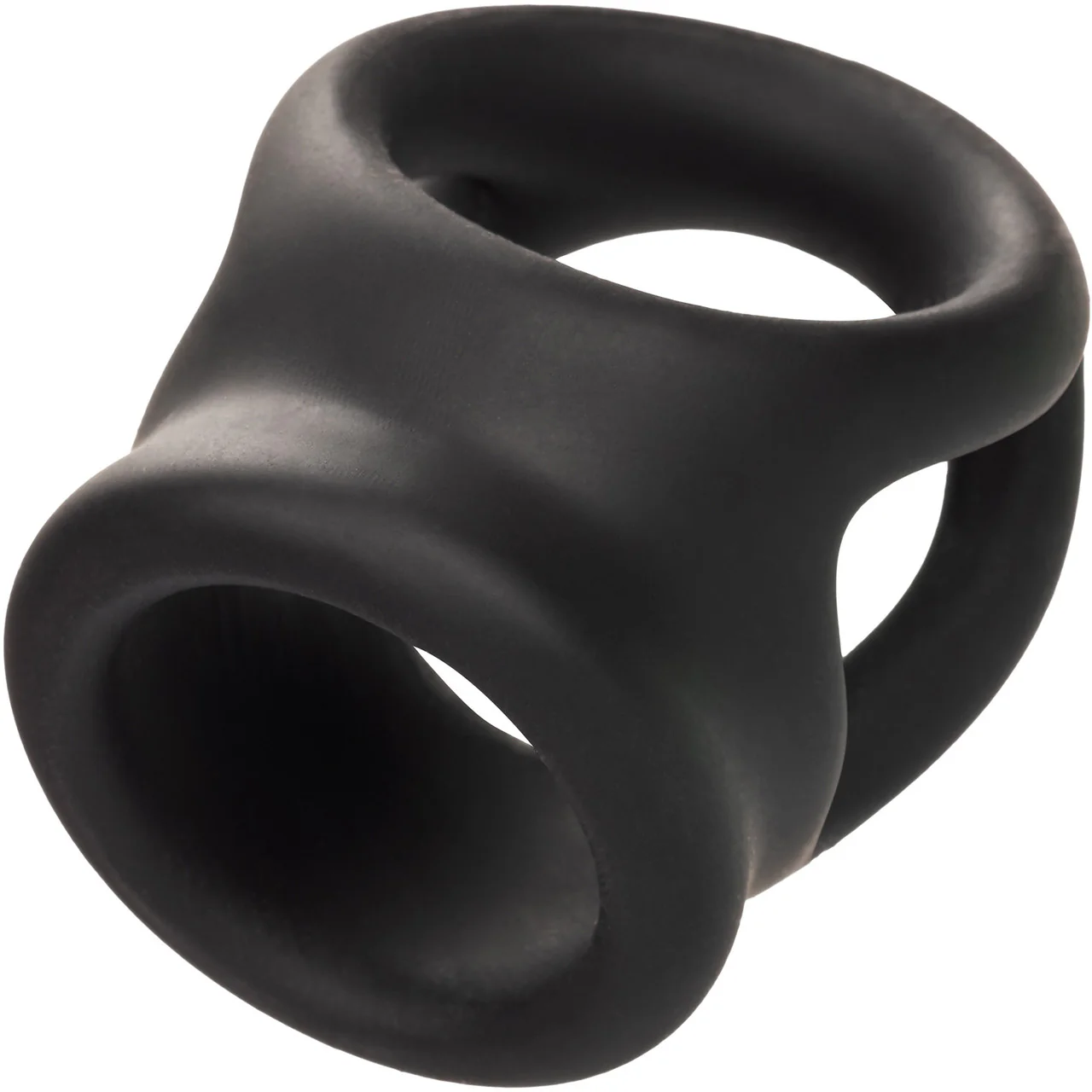 Alpha Liquid Silicone Dual Cage & Cock Ring By CalExotics - Black - Image 6