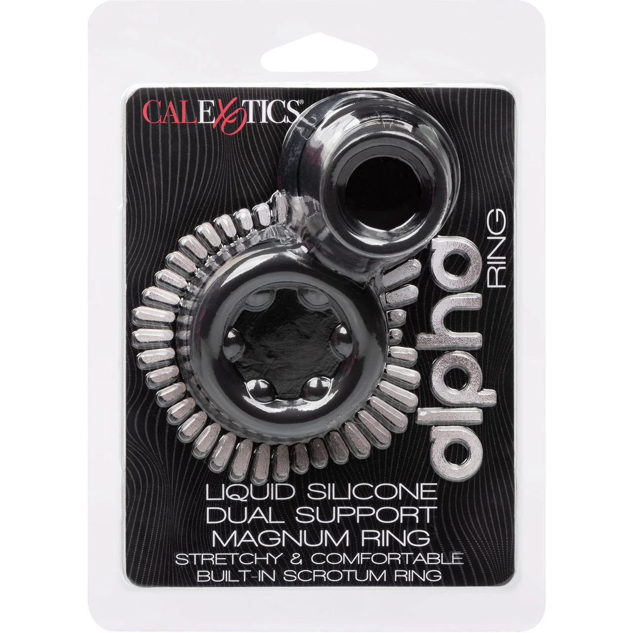 Alpha Liquid Silicone Dual Support Magnum Cock & Balls Ring By CalExotics - Black - Image 11
