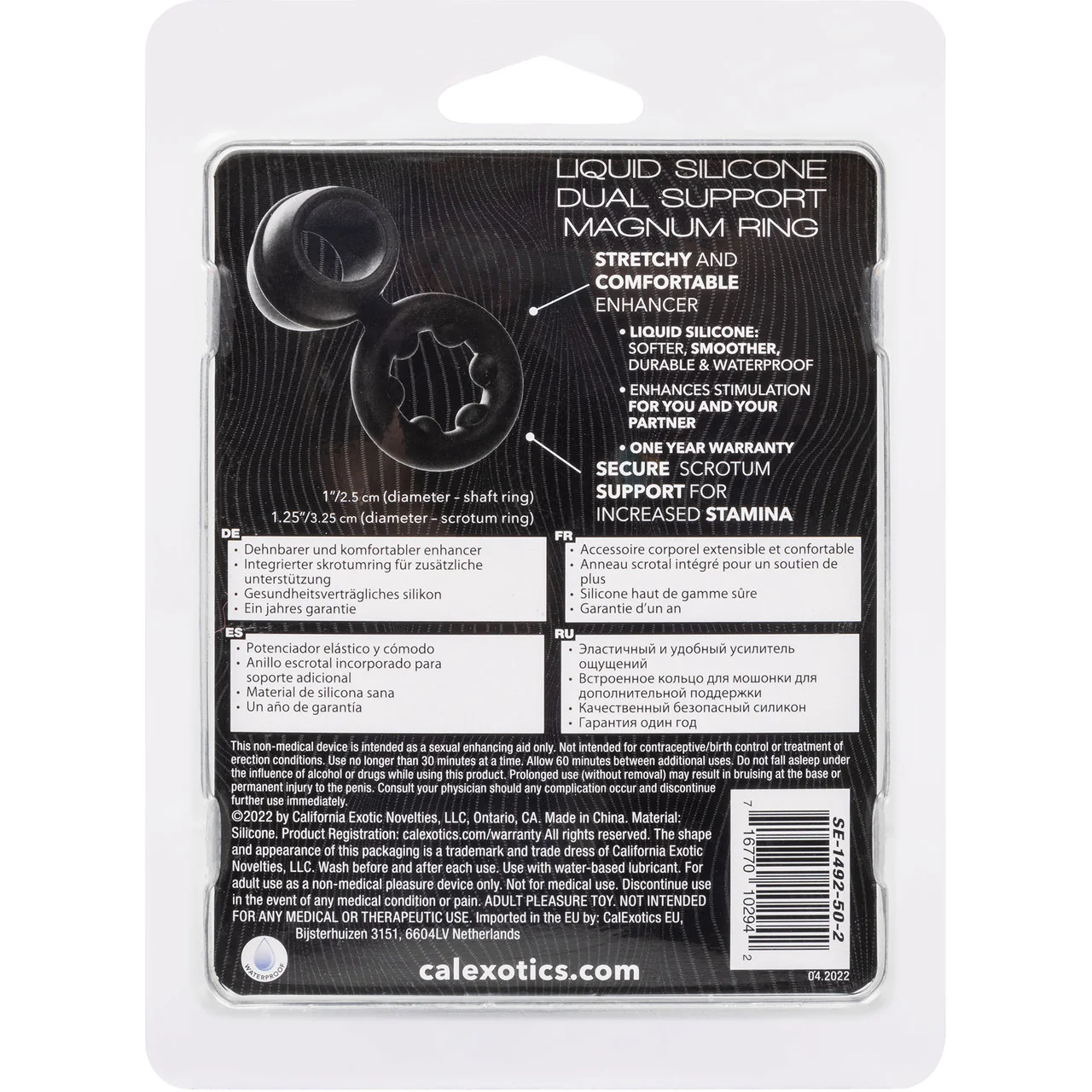 Alpha Liquid Silicone Dual Support Magnum Cock & Balls Ring By CalExotics - Black - Image 12