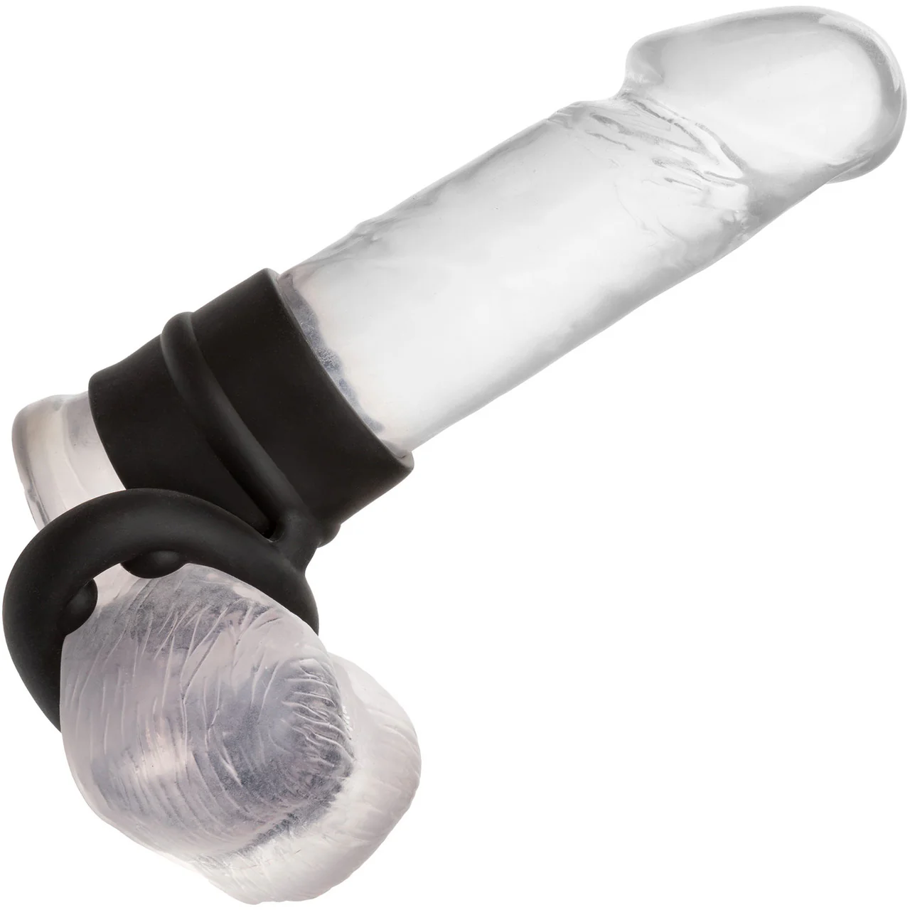 Alpha Liquid Silicone Dual Support Magnum Cock & Balls Ring By CalExotics - Black - Image 2