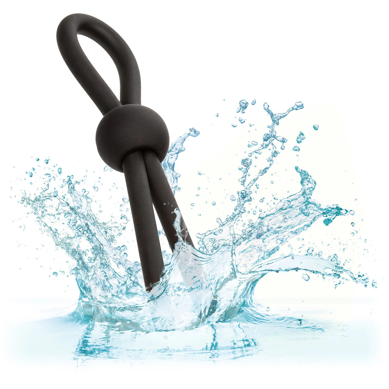 Alpha Liquid Silicone Lasso Cock Ring By CalExotics - Black - Image 5