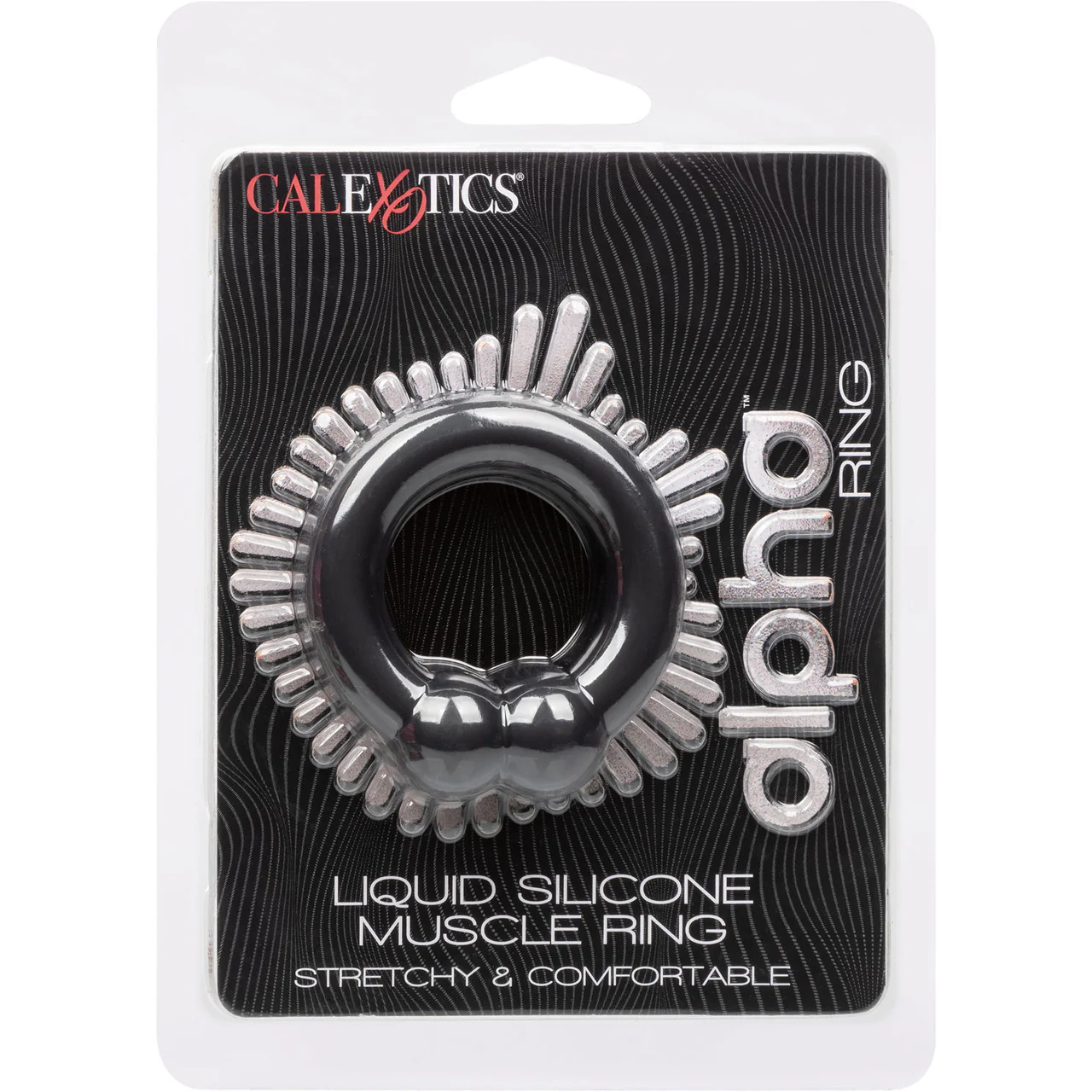 Alpha Liquid Silicone Muscle Cock Ring By CalExotics - Black - Image 8