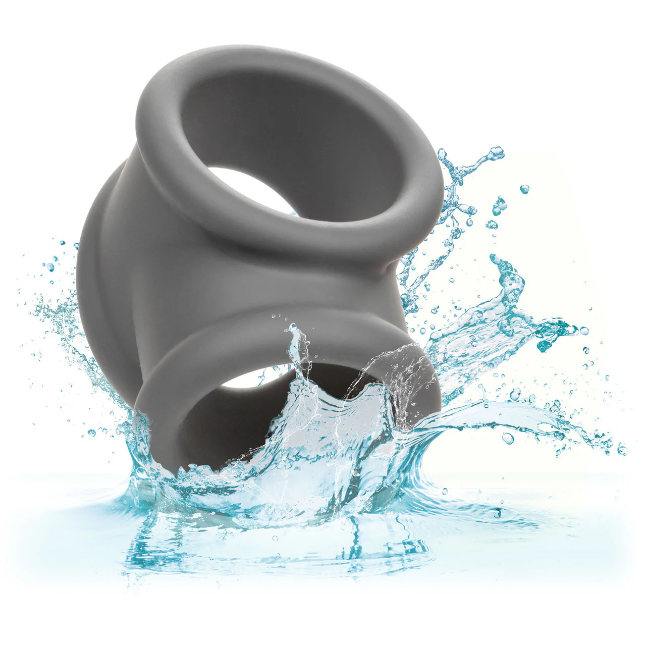 Alpha Liquid Silicone Precision Cock & Balls Ring By CalExotics - Grey - Image 9