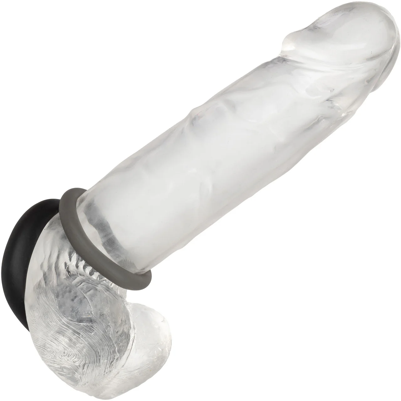 Alpha Liquid Silicone Prolong 2 Piece Cock Ring Set By CalExotics - Black & Gray - Image 3