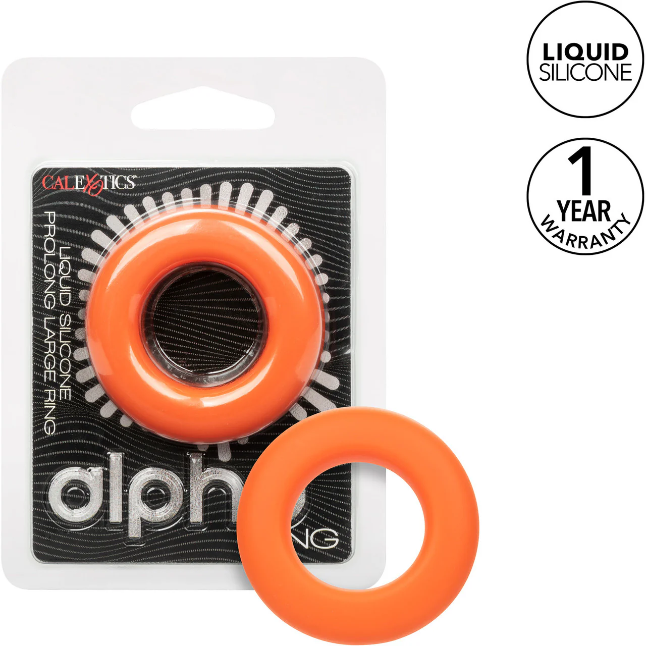 Alpha Liquid Silicone Prolong Large Cock Ring By CalExotics - Orange - Image 8