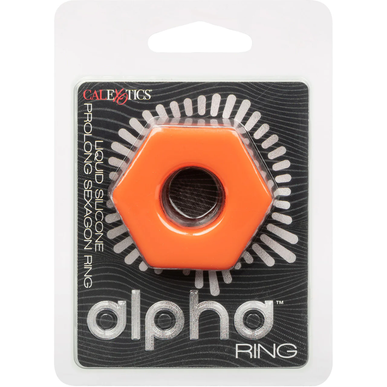 Alpha Liquid Silicone Prolong Sexagon Cock Ring By CalExotics - Orange - Image 9