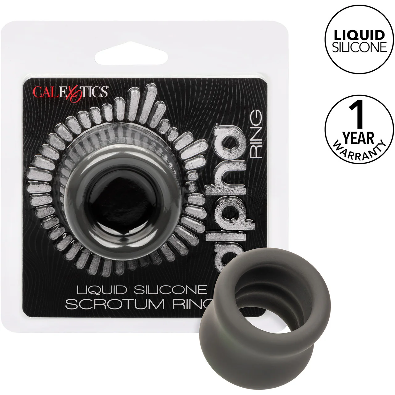 Alpha Liquid Silicone Scrotum Ring By CalExotics - Gray - Image 11