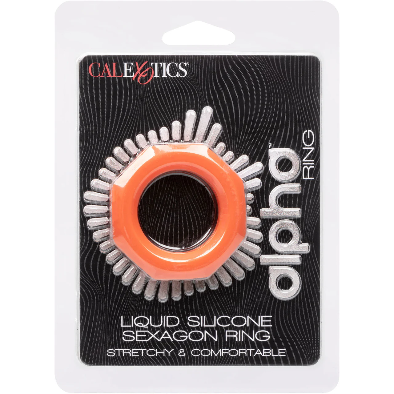 Alpha Liquid Silicone Sexagon Cock Ring By CalExotics - Orange - Image 8