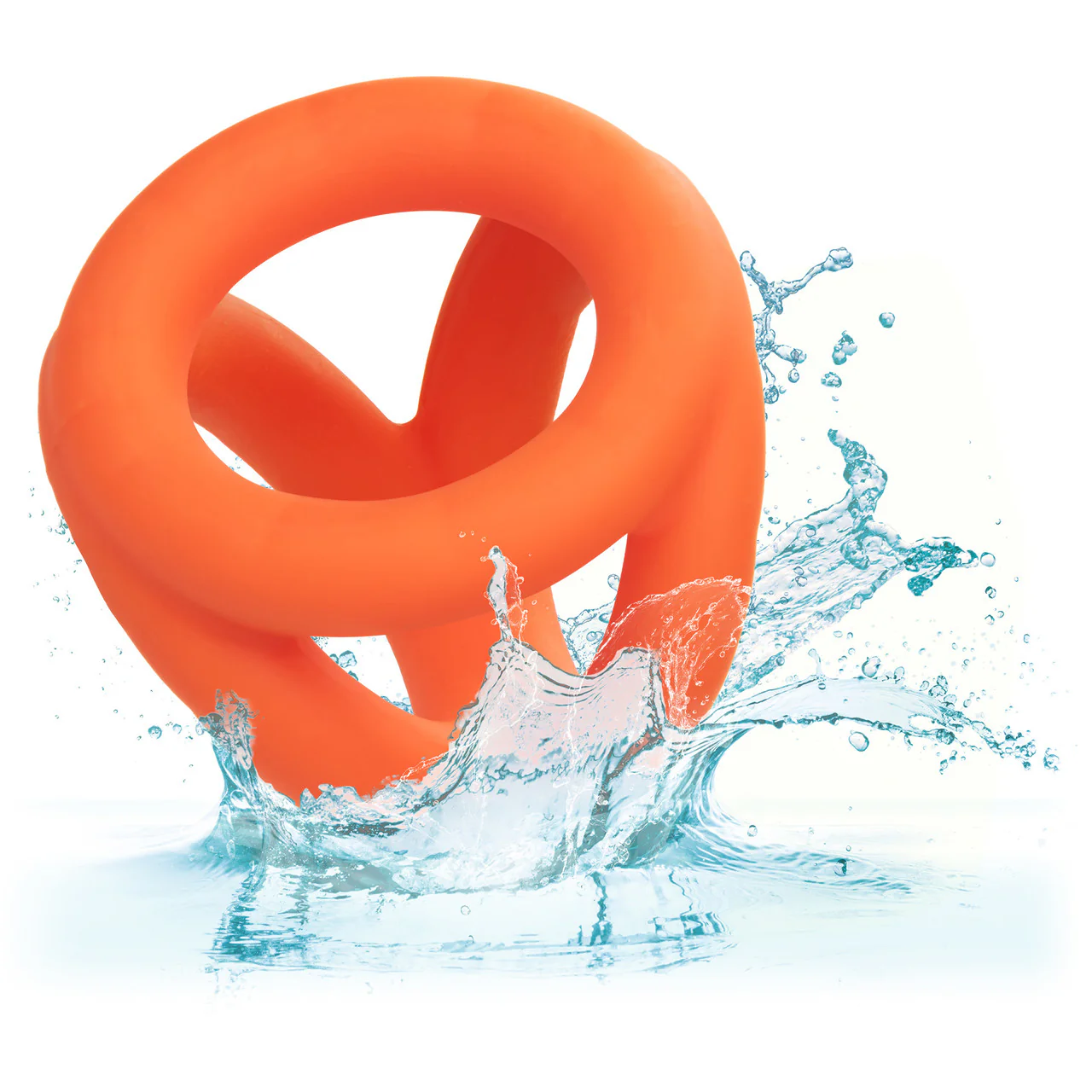 Alpha Liquid Silicone Tri-Ring Cock Ring By CalExotics - Orange - Image 9