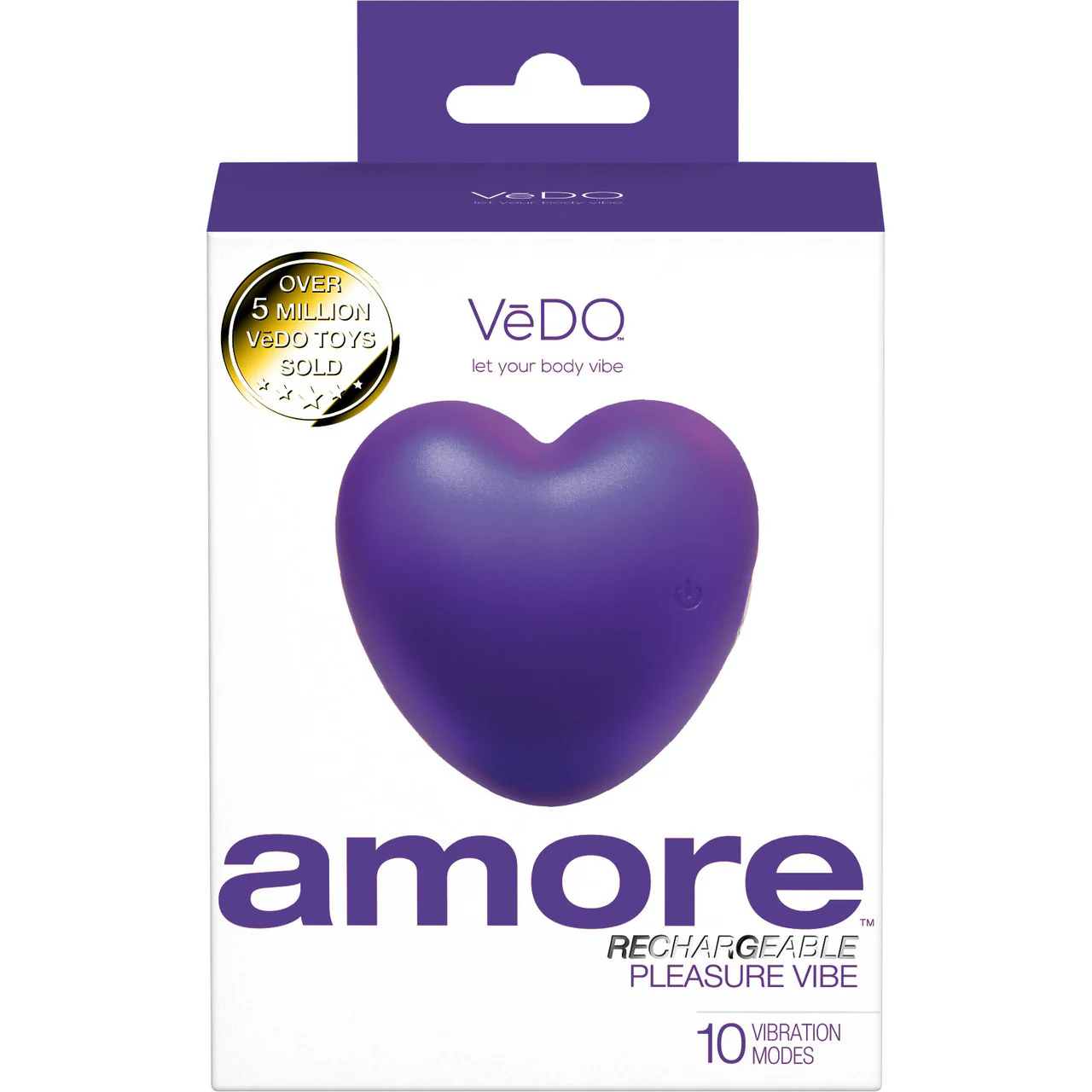Amore Pleasure Vibe Silicone Heart Shaped Rechargeable Clitoral Stimulator By VeDO - Purple - Image 5