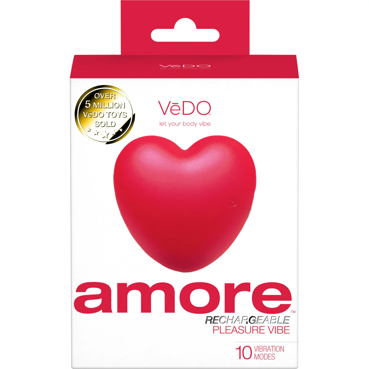 Amore Pleasure Vibe Silicone Heart Shaped Rechargeable Clitoral Stimulator By VeDO - Red - Image 5