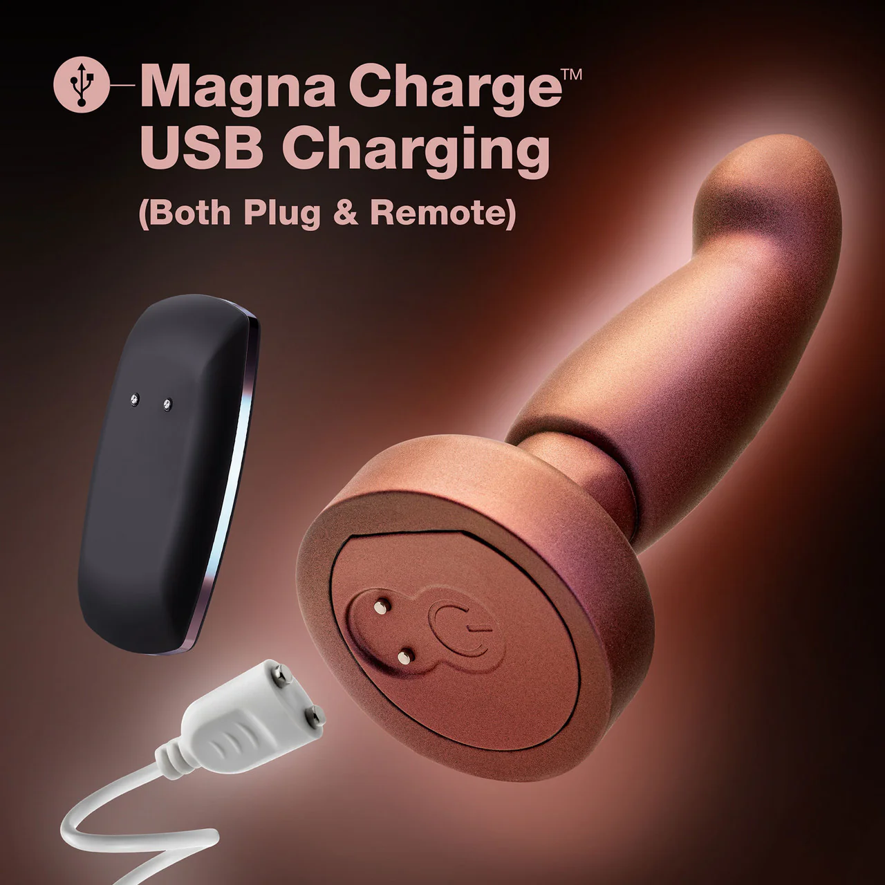 Anal Adventures Matrix Bionic Silicone Vibrating, Gyrating, Rotating Remote Butt Plug By Blush - Cosmic Copper - Image 8