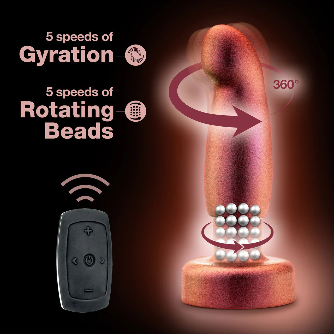 Anal Adventures Matrix Bionic Silicone Vibrating, Gyrating, Rotating Remote Butt Plug By Blush - Cosmic Copper - Image 9