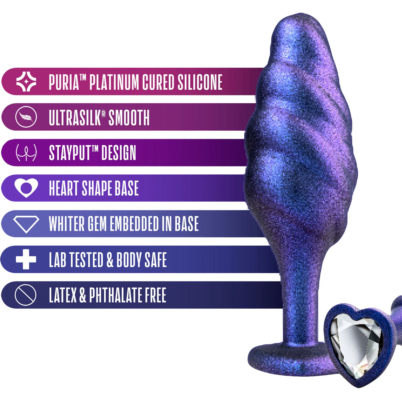 Anal Adventures Matrix Bumped Bling Silicone Butt Plug By Blush - Sapphire - Image 3