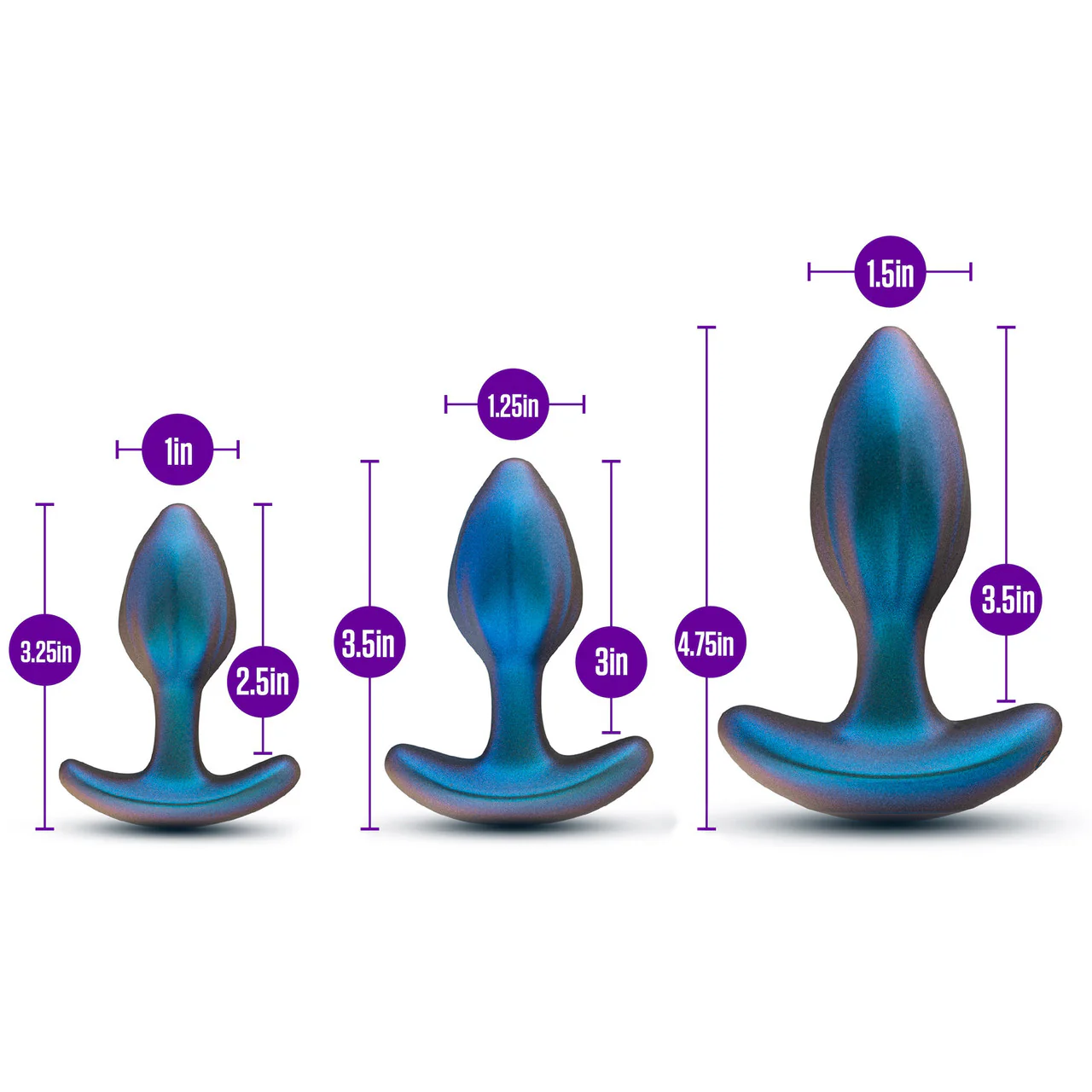 Anal Adventures Matrix Cosmos 3-Piece Silicone Anal Training Kit With Vibrating Butt Plug & Remote By Blush - Lunar Blue - Image 10