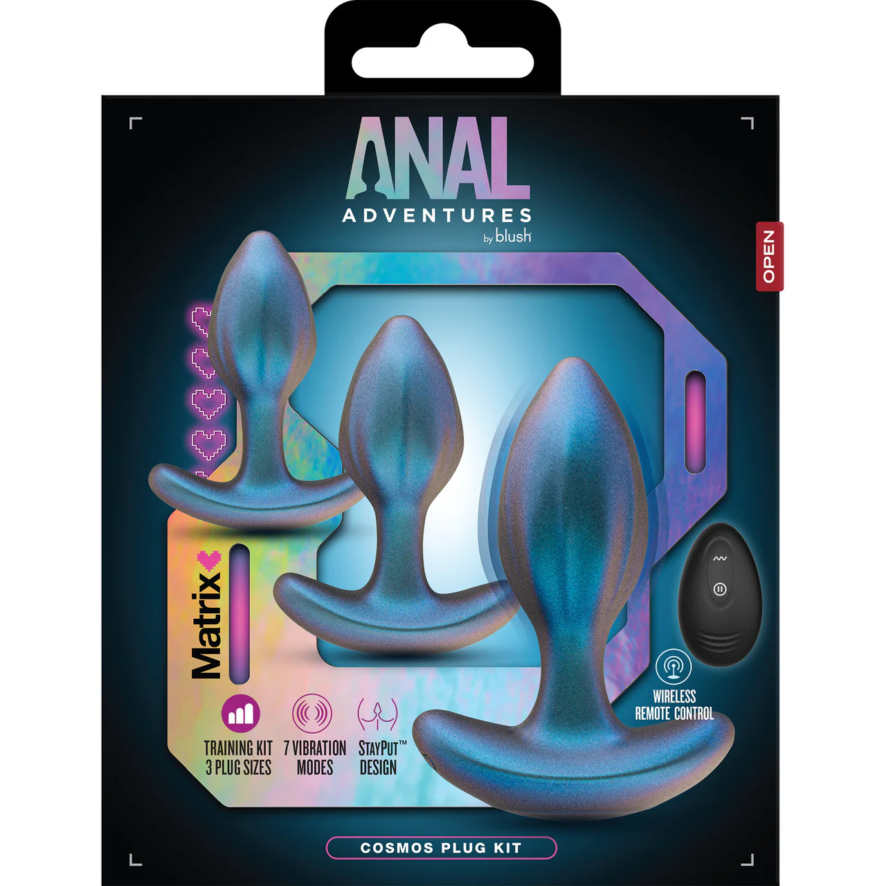 Anal Adventures Matrix Cosmos 3-Piece Silicone Anal Training Kit With Vibrating Butt Plug & Remote By Blush - Lunar Blue - Image 12