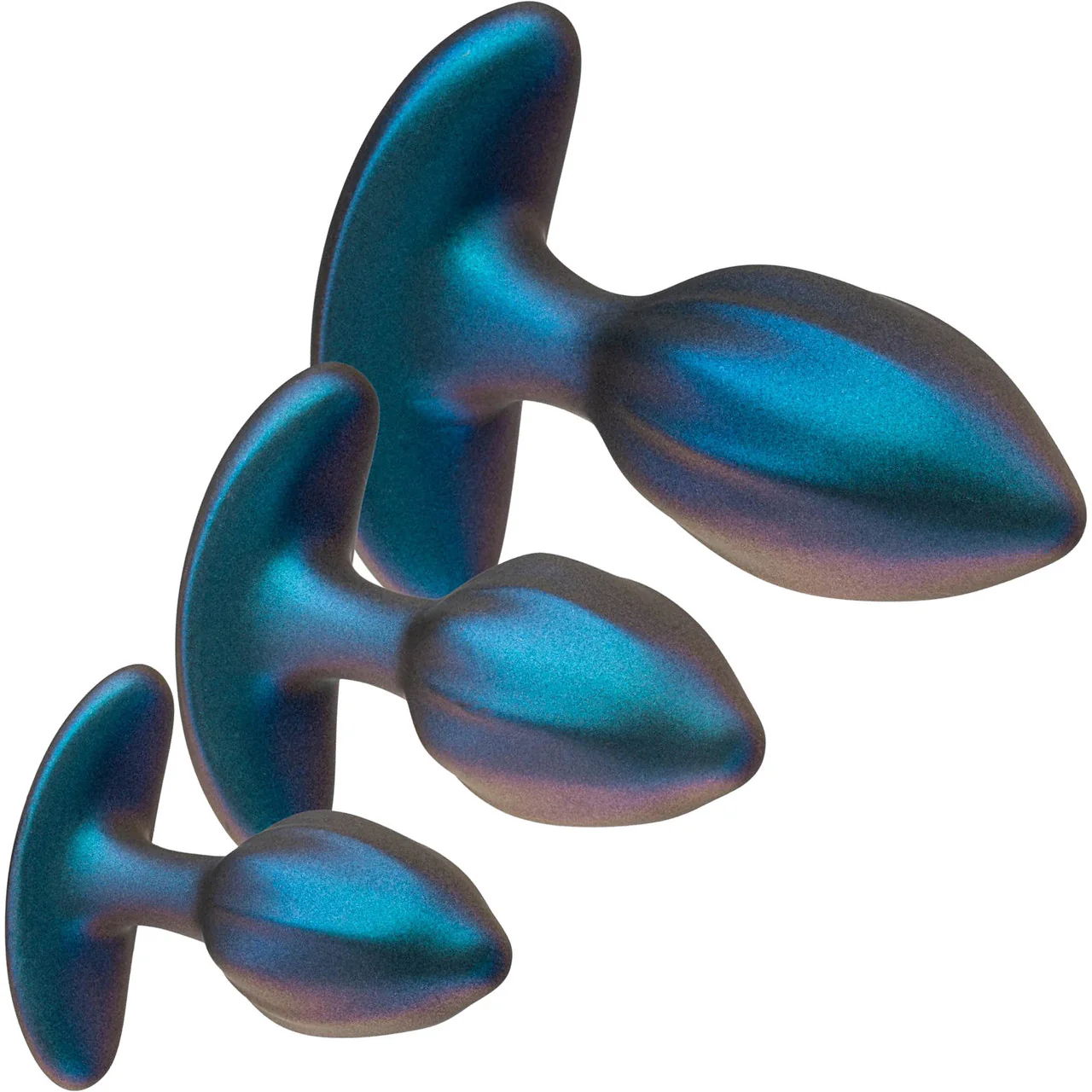 Anal Adventures Matrix Cosmos 3-Piece Silicone Anal Training Kit With Vibrating Butt Plug & Remote By Blush - Lunar Blue - Image 5