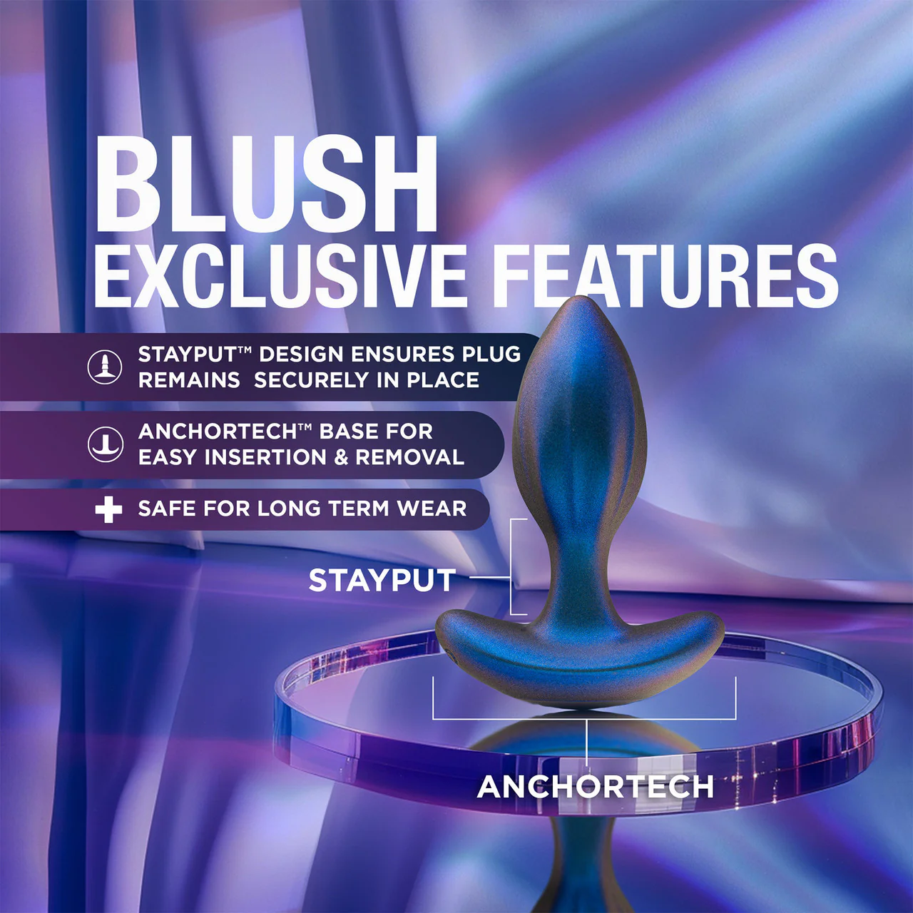 Anal Adventures Matrix Cosmos 3-Piece Silicone Anal Training Kit With Vibrating Butt Plug & Remote By Blush - Lunar Blue - Image 6