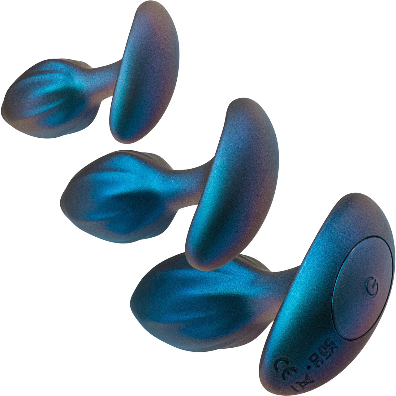 Anal Adventures Matrix Cosmos 3-Piece Silicone Anal Training Kit With Vibrating Butt Plug & Remote By Blush - Lunar Blue - Image 7