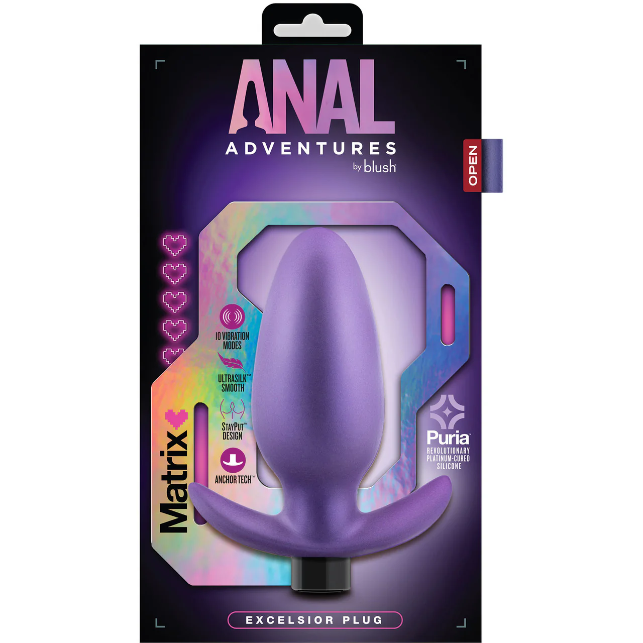Anal Adventures Matrix Excelsior Silicone Rechargeable Vibrating Butt Plug By Blush - Astro Violet - Image 11