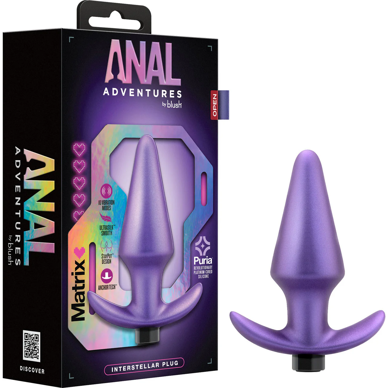 Anal Adventures Matrix Interstellar Silicone Rechargeable Vibrating Butt Plug By Blush - Astro Violet - Image 11