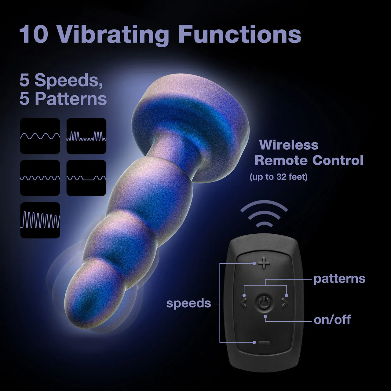 Anal Adventures Matrix Kinetic Silicone Vibrating, Gyrating & Rotating Remote Butt Plug By Blush - Space Age Blue - Image 9