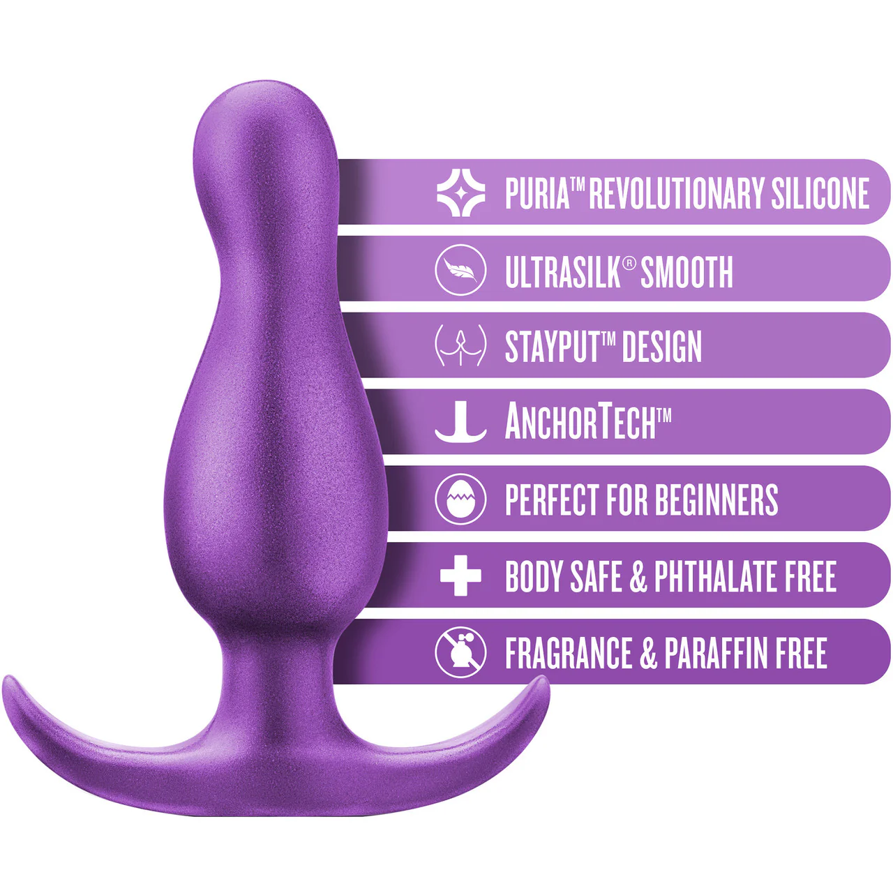 Anal Adventures Matrix Quantum Silicone Butt Plug By Blush - Galactic Purple - Image 5