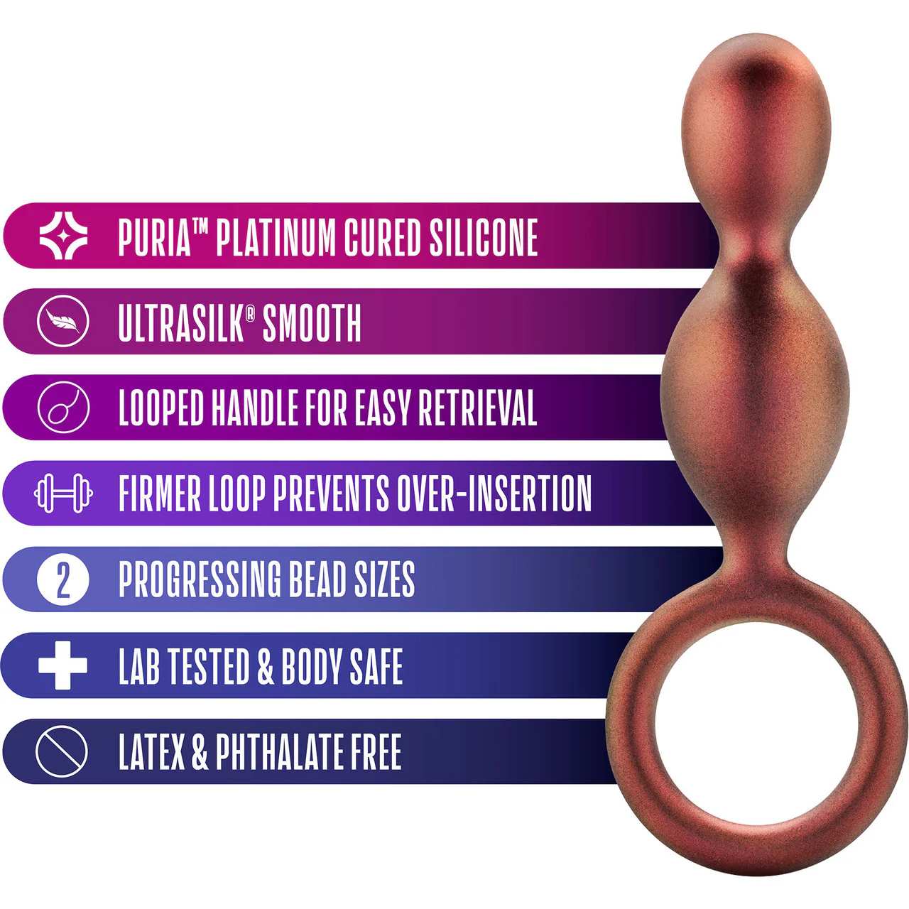Anal Adventures Matrix Spiral Loop Silicone Butt Plug By Blush - Copper - Image 5