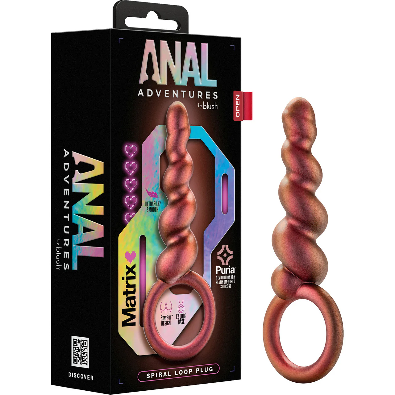 Anal Adventures Matrix Spiral Loop Silicone Butt Plug By Blush - Copper - Image 6