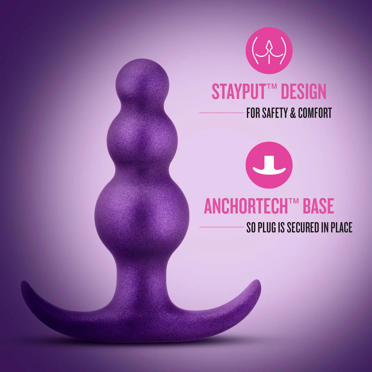 Anal Adventures Matrix Supernova Beaded Silicone Butt Plug By Blush - Galactic Purple - Image 6