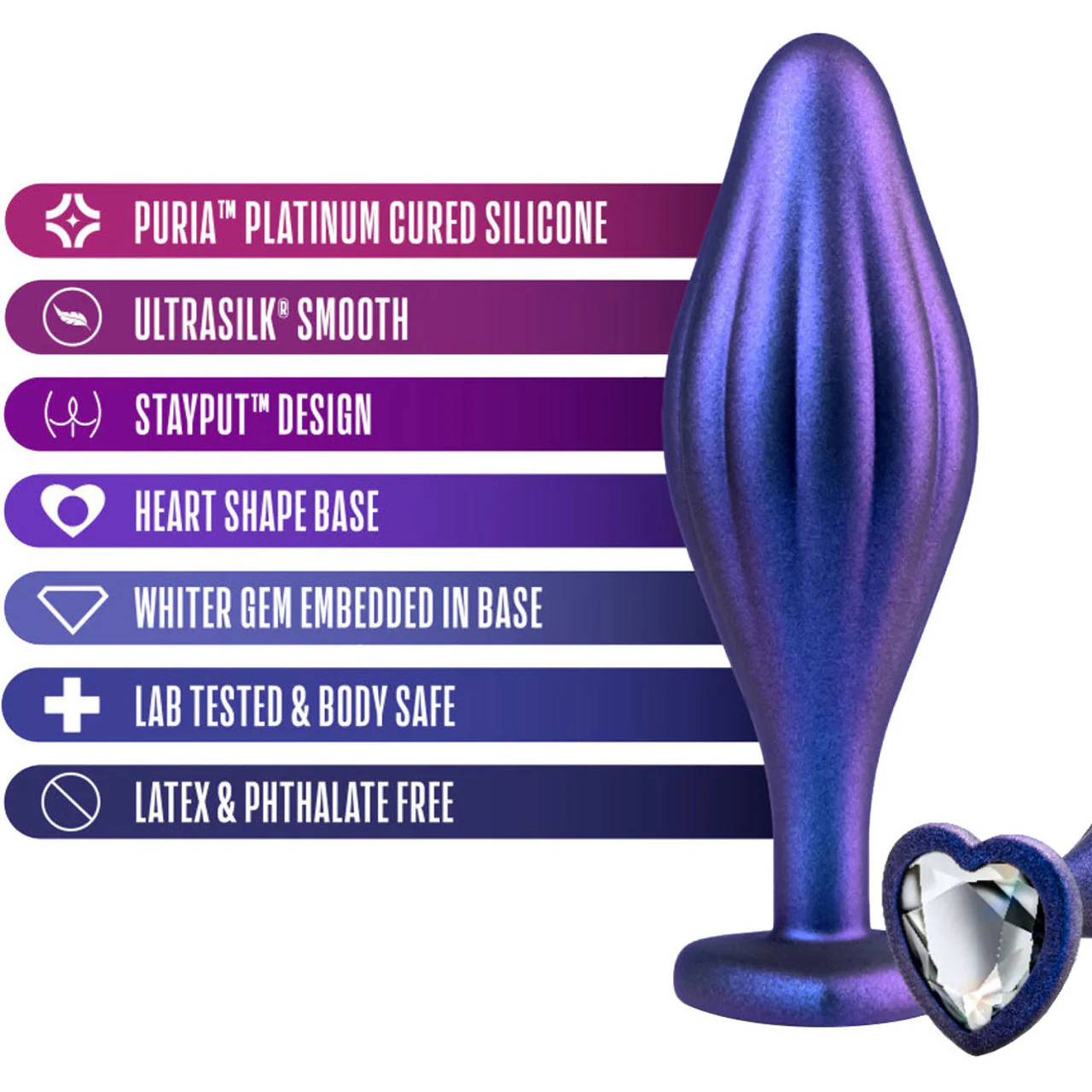 Anal Adventures Matrix Wavy Bling Silicone Butt Plug By Blush - Sapphire - Image 5