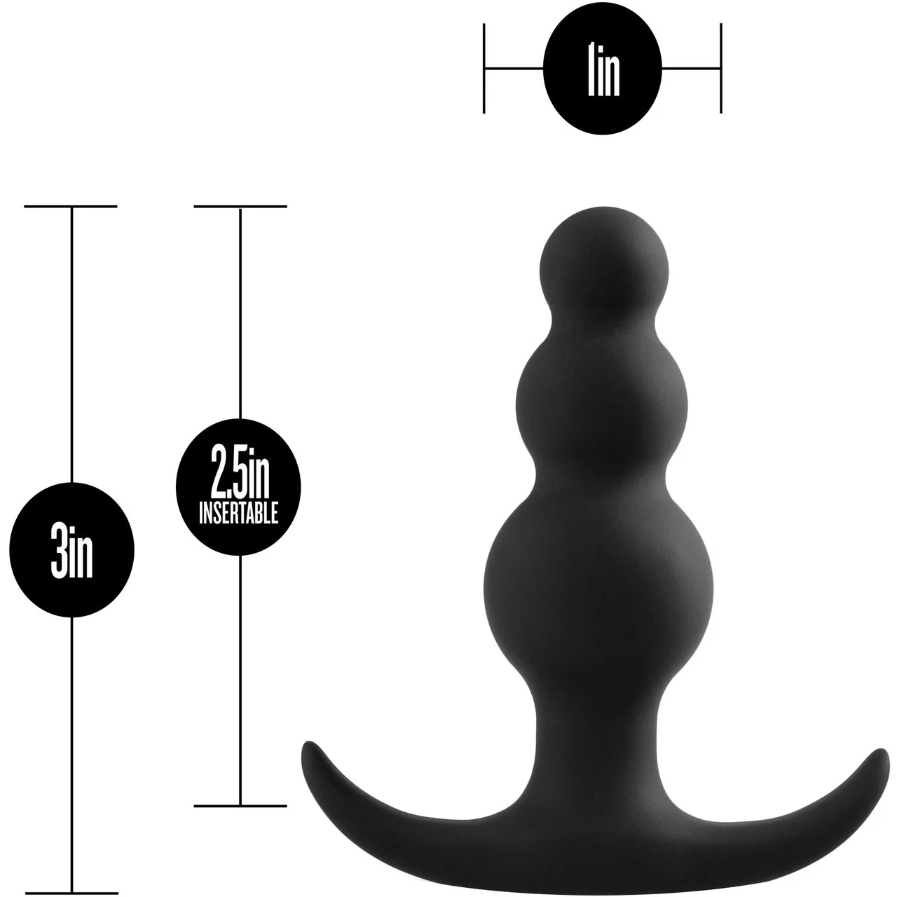 Anal Adventures Platinum Beaded Silicone Butt Plug By Blush - Black - Image 3