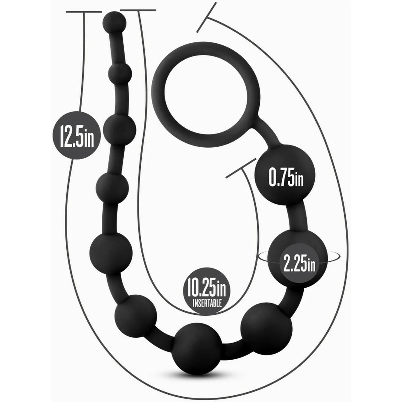 Anal Adventures Platinum Silicone 10 Anal Beads By Blush - Black - Image 5