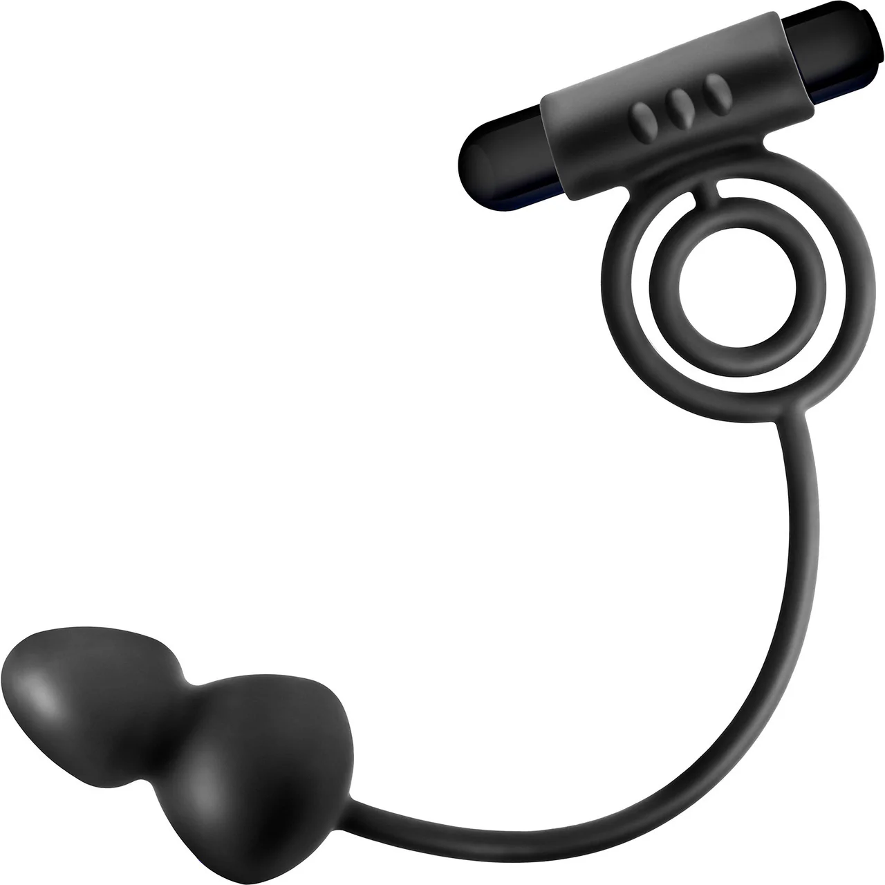 Anal Adventures Platinum Silicone Anal Plug With Vibrating Cock Ring By Blush - Black - Image 3