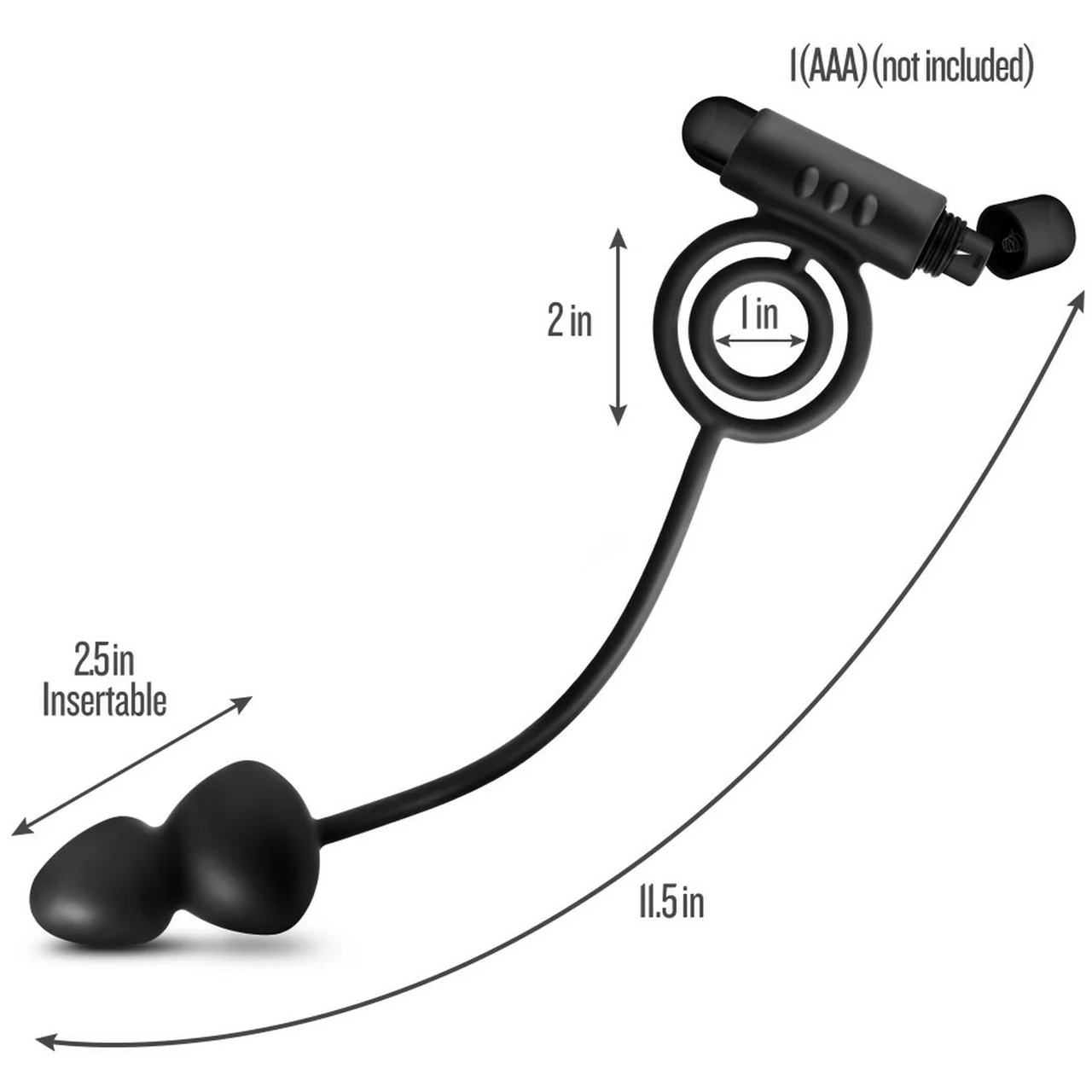 Anal Adventures Platinum Silicone Anal Plug With Vibrating Cock Ring By Blush - Black - Image 5