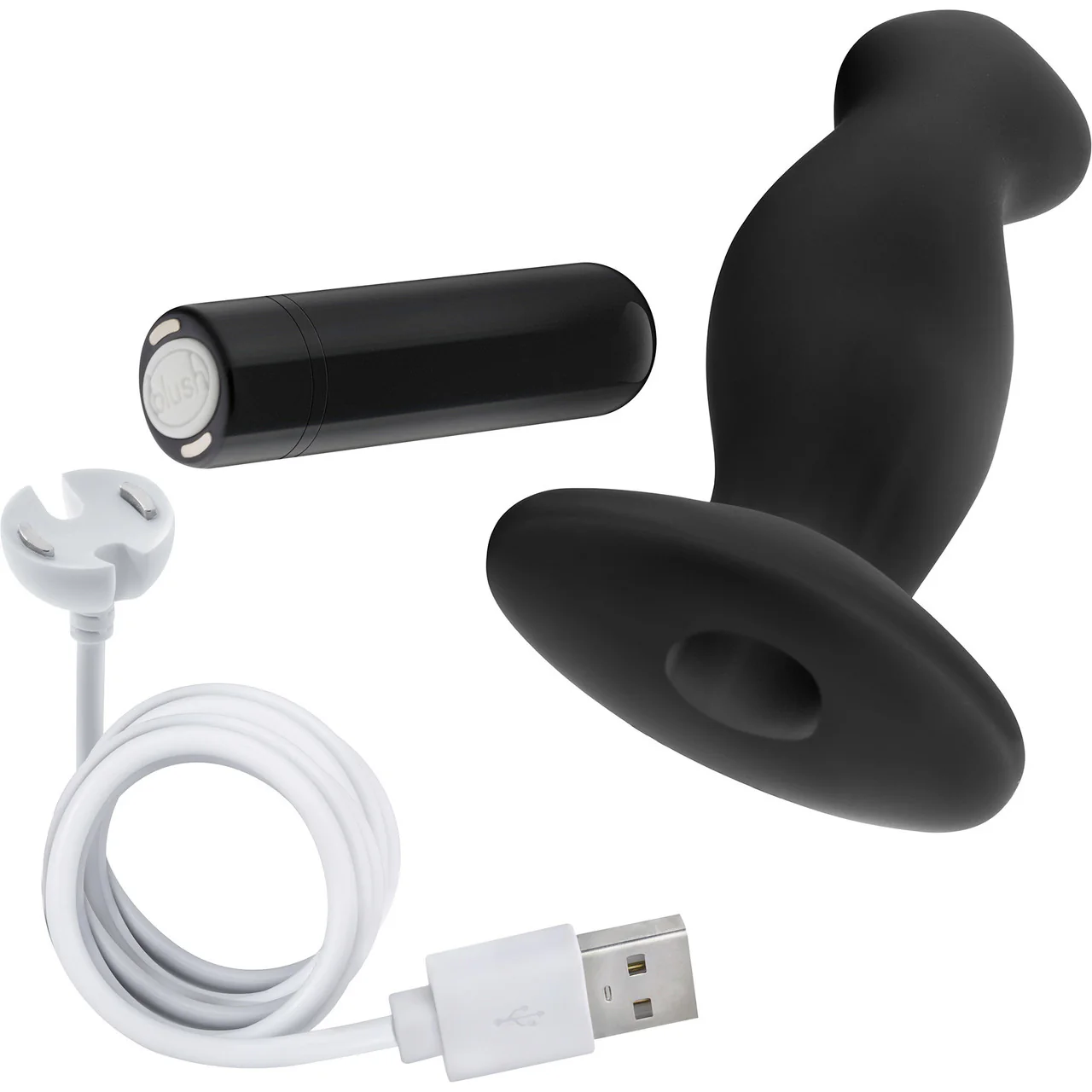 Anal Adventures Platinum Silicone Rechargeable Vibrating Prostate Massager 2 By Blush - Black - Image 5