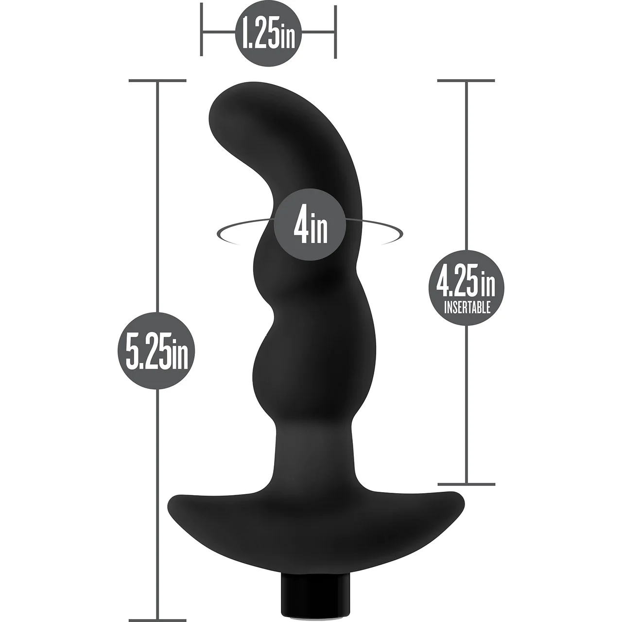 Anal Adventures Platinum Silicone Rechargeable Vibrating Prostate Massager 3 By Blush - Black - Image 6