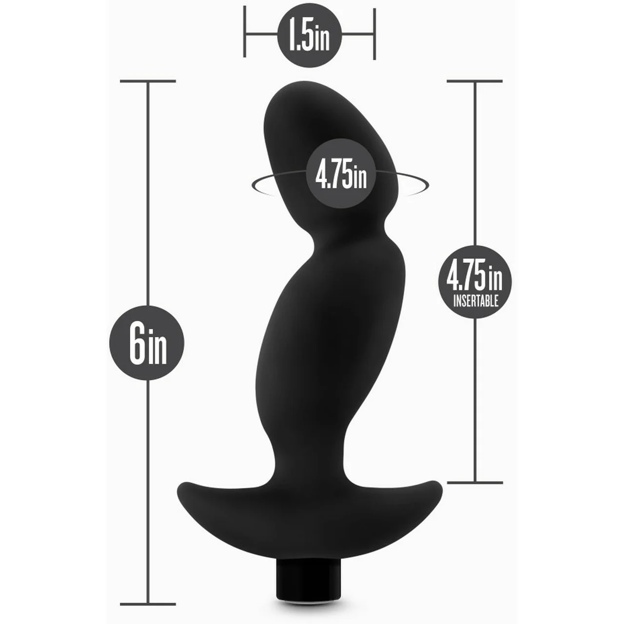 Anal Adventures Platinum Silicone Rechargeable Vibrating Prostate Massager 4 By Blush - Black - Image 6