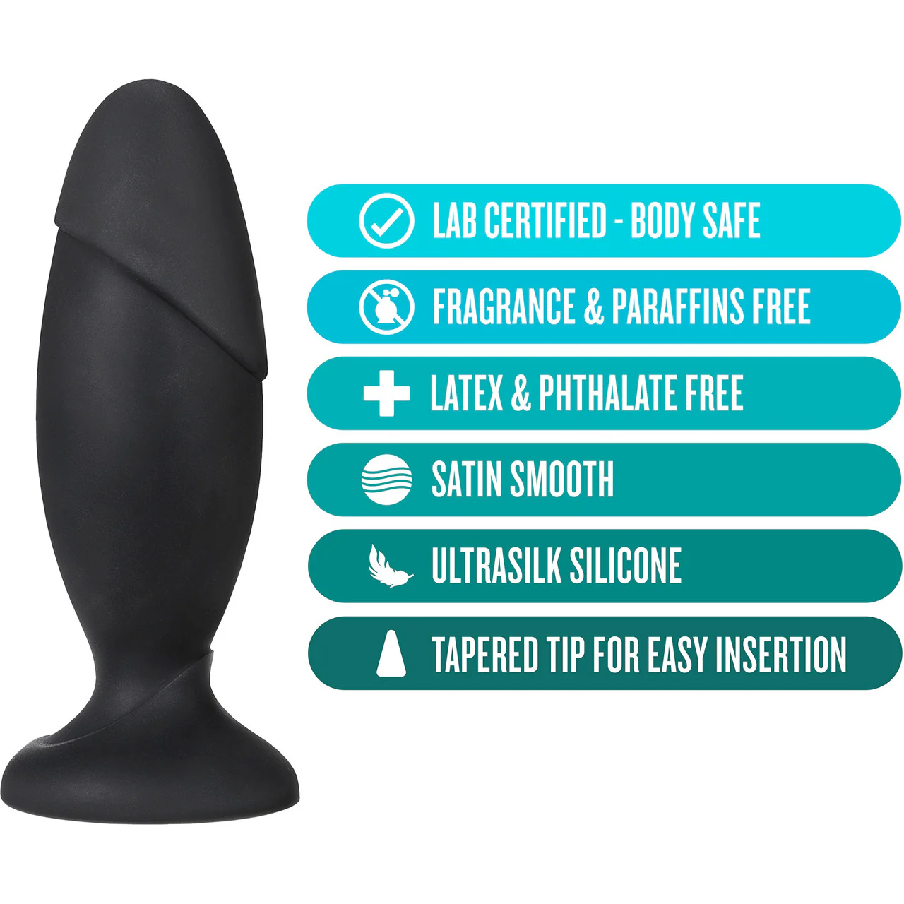 Anal Adventures Platinum Silicone Rocket Butt Plug By Blush - Black - Image 2