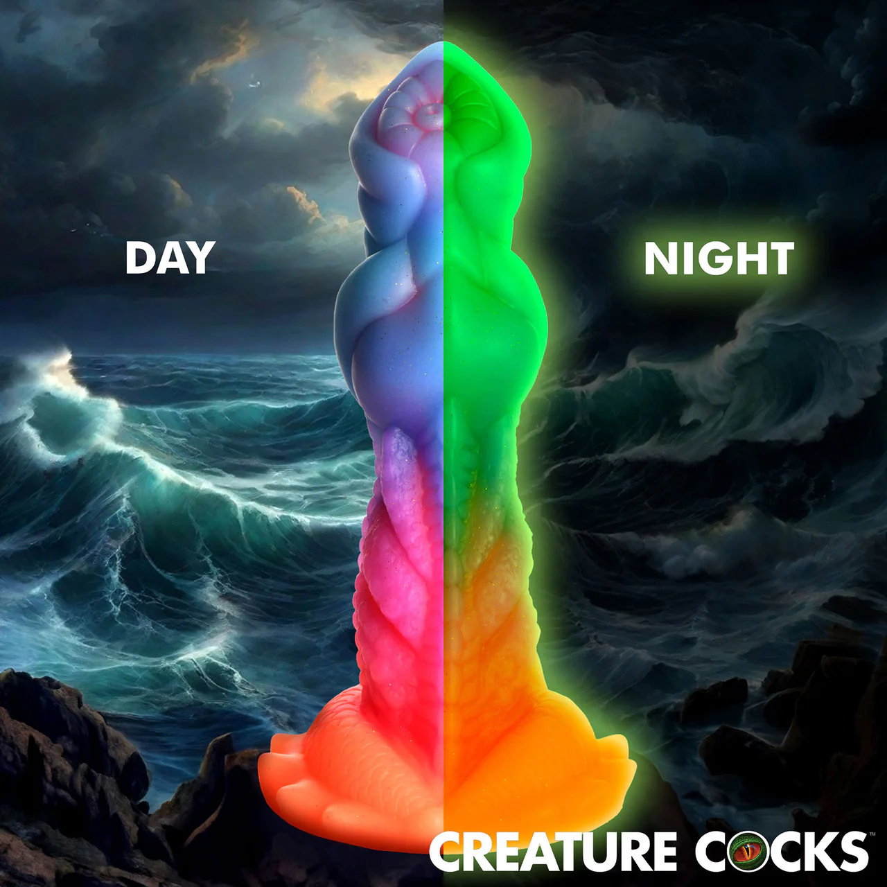 Aqua-Cock 7.5" Silicone Glow In The Dark Suction Cup Dildo By Creature Cocks - Image 16