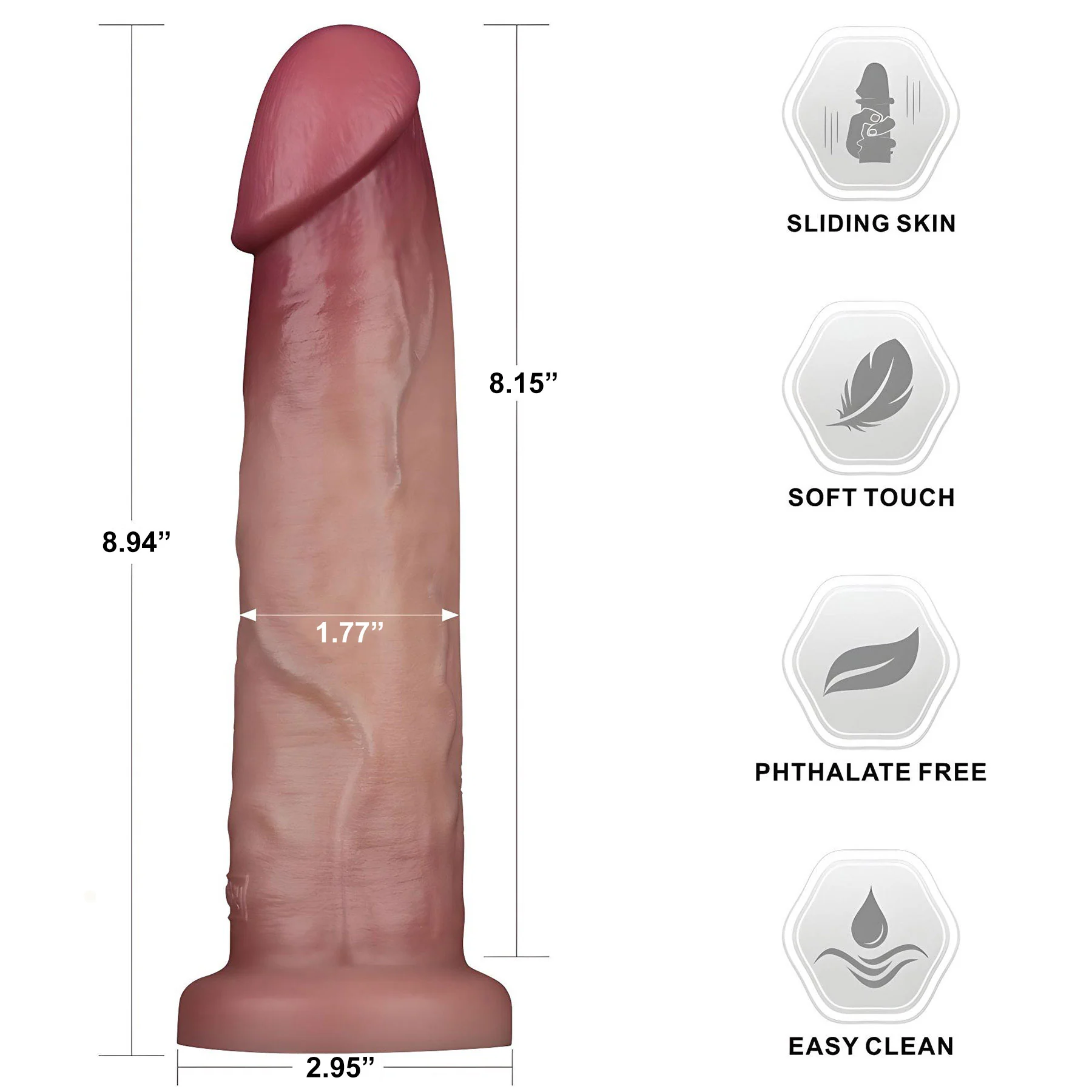 Archaon 9" Realistic Sliding Skin Dual Density Silicone Suction Cup Dildo By Pleasure Engine - Image 14